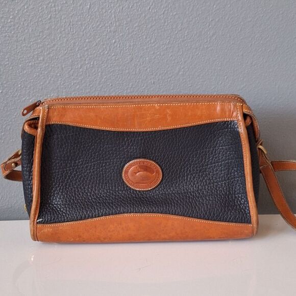 Dooney & Bourke Handbags - Vintage Dooney & Bourke Black and Brown Leather Shoulder Bag Crossbody